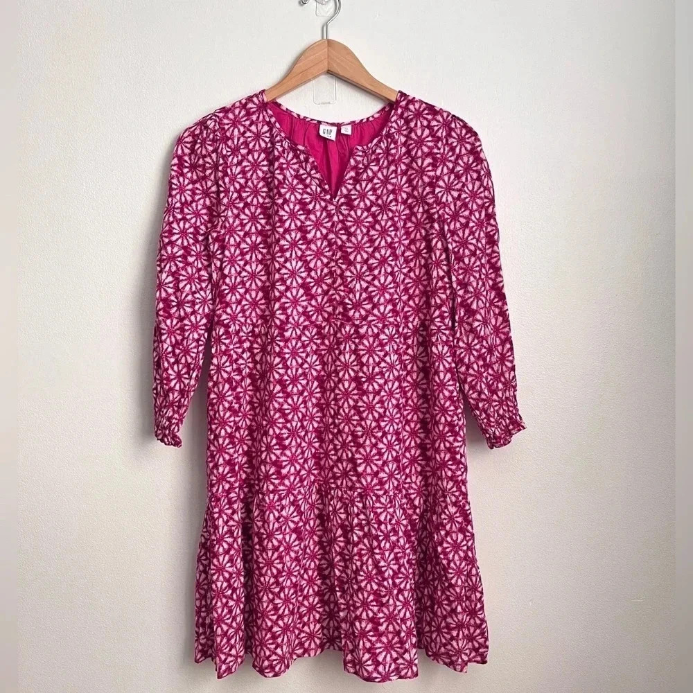 Gap Kids Tiered Pink Print Floral Dress